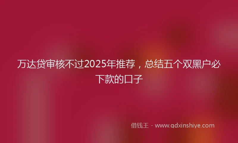 万达贷审核不过2025年推荐，总结五个双黑户必下款的口子