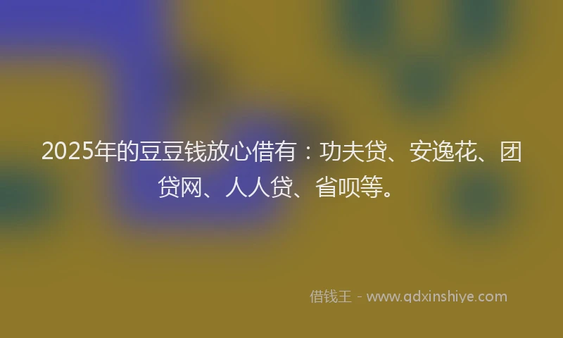 2025年的豆豆钱放心借有：功夫贷、安逸花、团贷网、人人贷、省呗等。