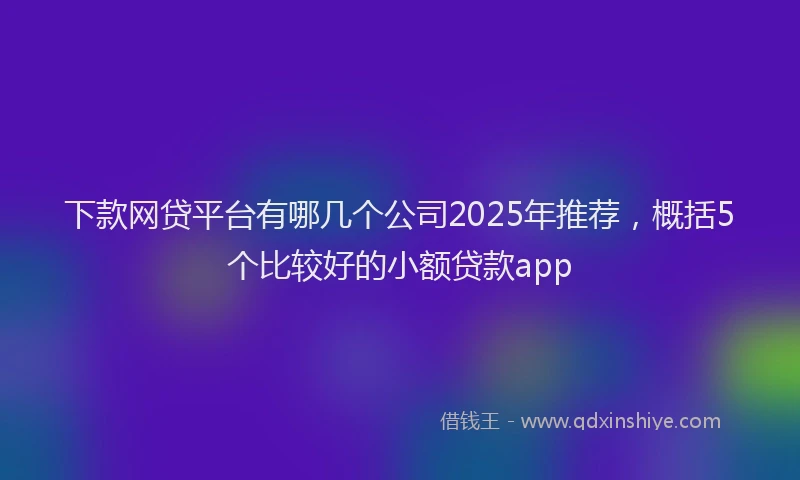 下款网贷平台有哪几个公司2025年推荐，概括5个比较好的小额贷款app