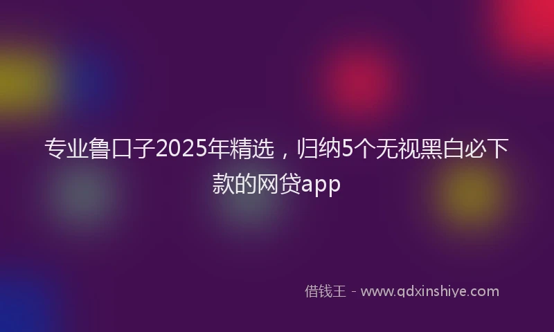 专业鲁口子2025年精选，归纳5个无视黑白必下款的网贷app
