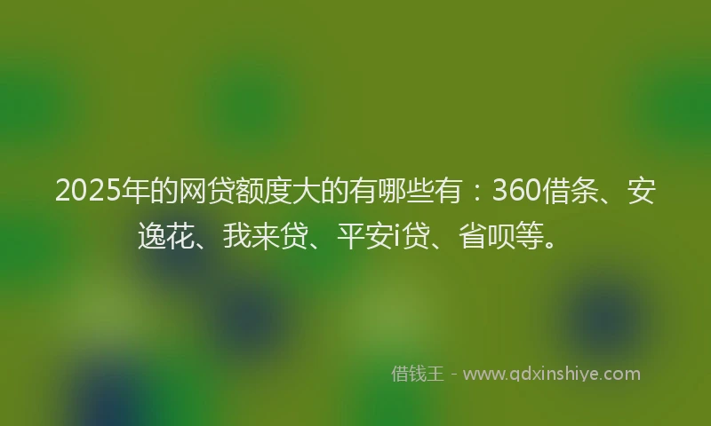 2025年的网贷额度大的有哪些有：360借条、安逸花、我来贷、平安i贷、省呗等。