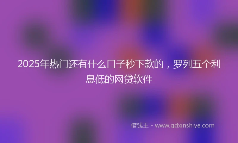 2025年热门还有什么口子秒下款的，罗列五个利息低的网贷软件