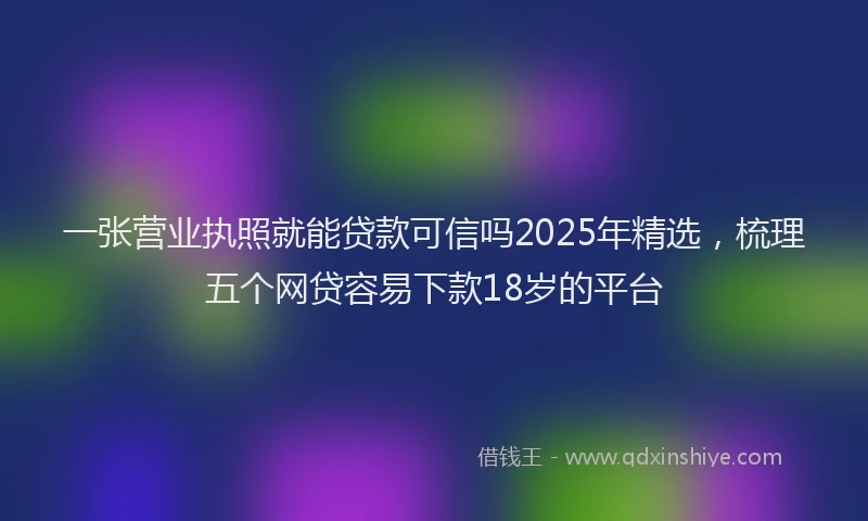 一张营业执照就能贷款可信吗2025年精选，梳理五个网贷容易下款18岁的平台