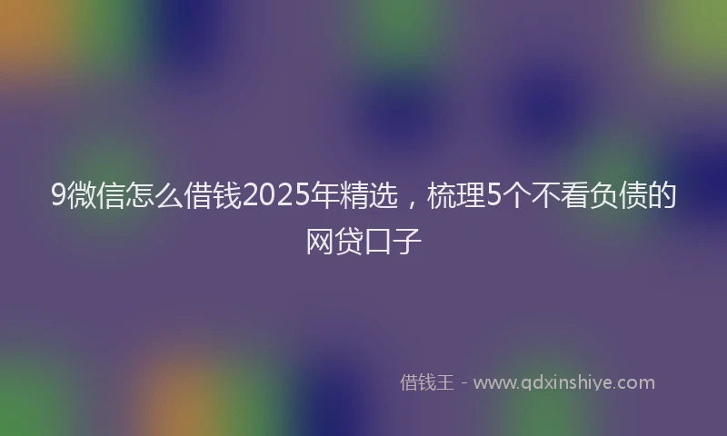 9微信怎么借钱2025年精选，梳理5个不看负债的网贷口子