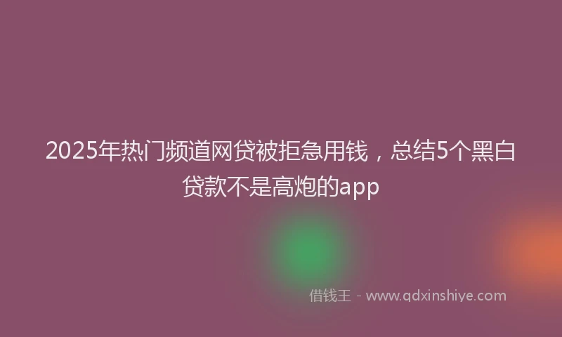 2025年热门频道网贷被拒急用钱，总结5个黑白贷款不是高炮的app