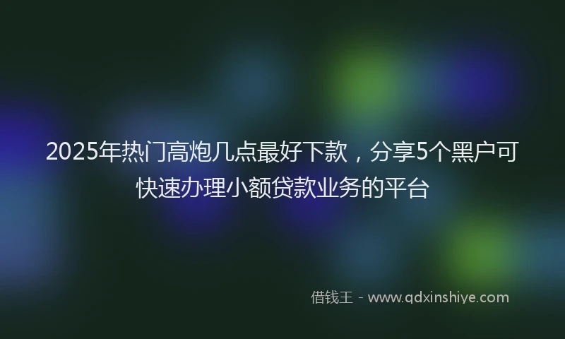 2025年热门高炮几点最好下款，分享5个黑户可快速办理小额贷款业务的平台