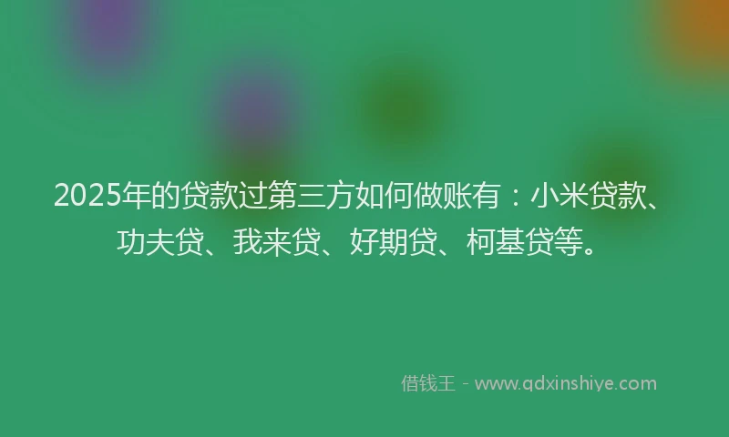 2025年的贷款过第三方如何做账有：小米贷款、功夫贷、我来贷、好期贷、柯基贷等。