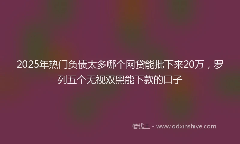 2025年热门负债太多哪个网贷能批下来20万，罗列五个无视双黑能下款的口子