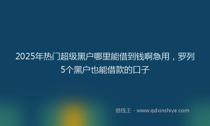 2025年热门超级黑户哪里能借到钱啊急用，罗列5个黑户也能借款的口子