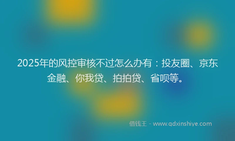 2025年的风控审核不过怎么办有：投友圈、京东金融、你我贷、拍拍贷、省呗等。