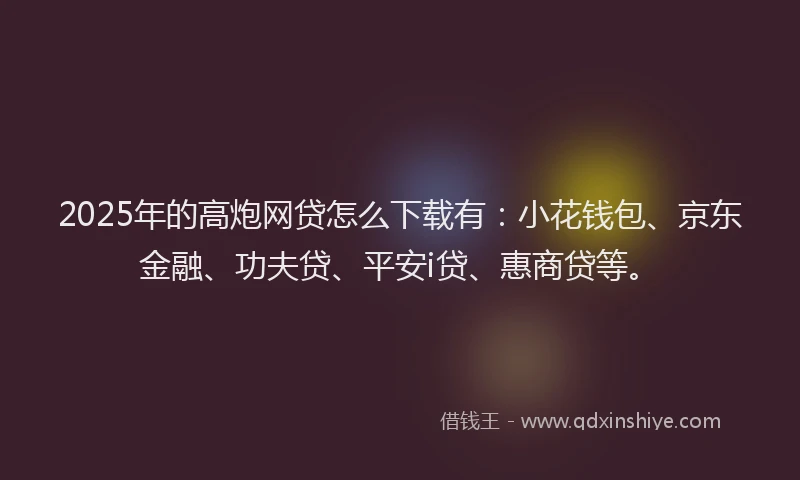 2025年的高炮网贷怎么下载有：小花钱包、京东金融、功夫贷、平安i贷、惠商贷等。