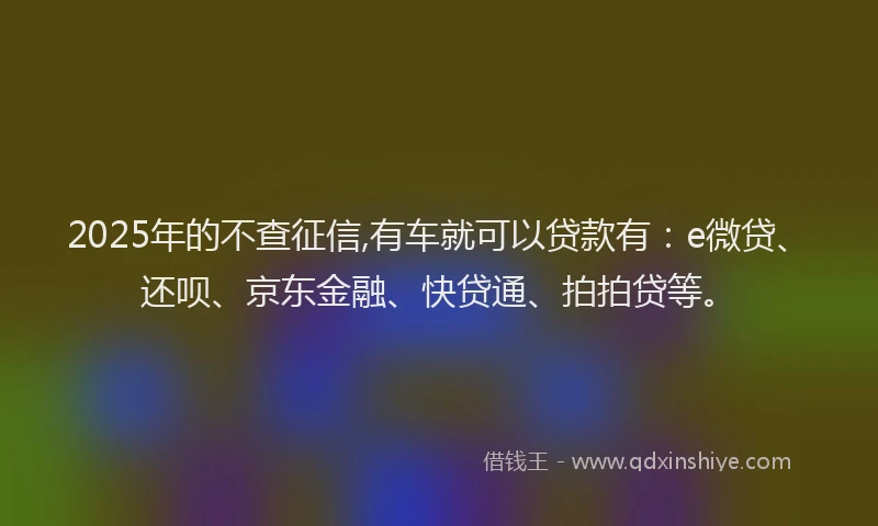 2025年的不查征信,有车就可以贷款有：e微贷、还呗、京东金融、快贷通、拍拍贷等。