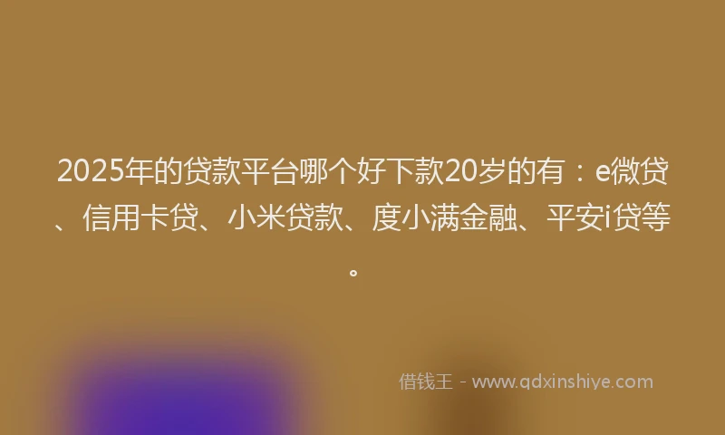 2025年的贷款平台哪个好下款20岁的有：e微贷、信用卡贷、小米贷款、度小满金融、平安i贷等。
