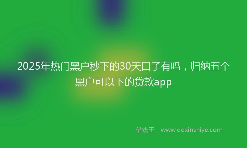 2025年热门黑户秒下的30天口子有吗，归纳五个黑户可以下的贷款app