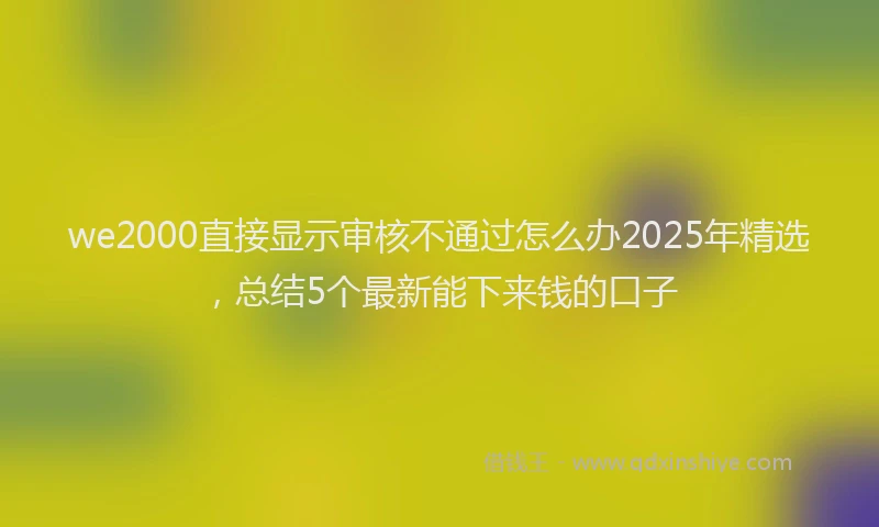 we2000直接显示审核不通过怎么办2025年精选，总结5个最新能下来钱的口子