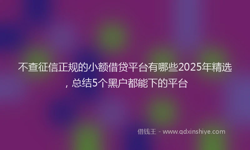 不查征信正规的小额借贷平台有哪些2025年精选，总结5个黑户都能下的平台