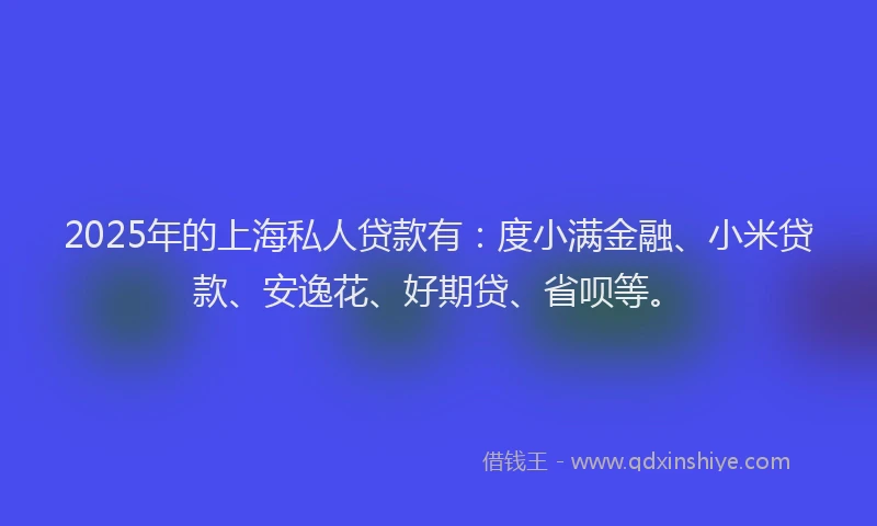 2025年的上海私人贷款有：度小满金融、小米贷款、安逸花、好期贷、省呗等。
