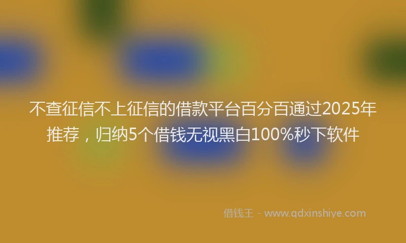 不查征信不上征信的借款平台百分百通过2025年推荐，归纳5个借钱无视黑白100%秒下软件