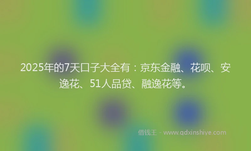 2025年的7天口子大全有：京东金融、花呗、安逸花、51人品贷、融逸花等。