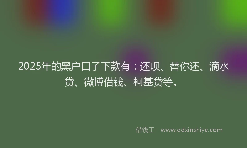 2025年的黑户口子下款有：还呗、替你还、滴水贷、微博借钱、柯基贷等。