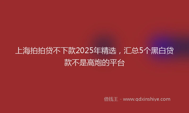 上海拍拍贷不下款2025年精选，汇总5个黑白贷款不是高炮的平台