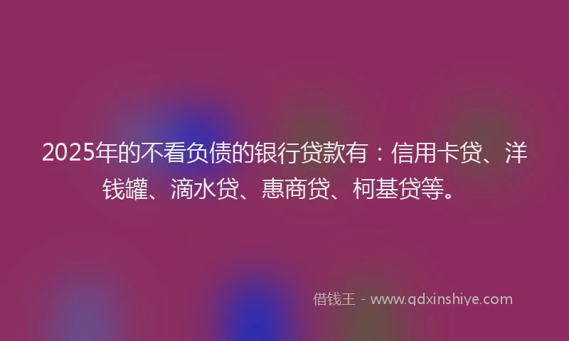2025年的不看负债的银行贷款有：信用卡贷、洋钱罐、滴水贷、惠商贷、柯基贷等。