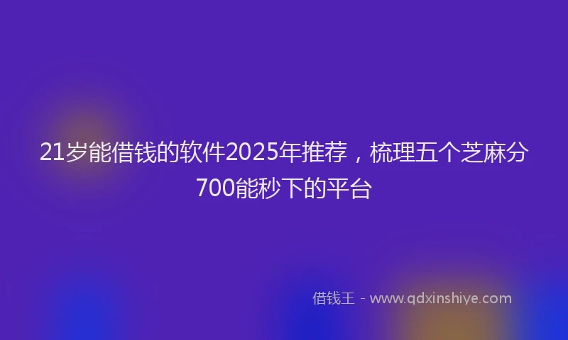 21岁能借钱的软件2025年推荐，梳理五个芝麻分700能秒下的平台