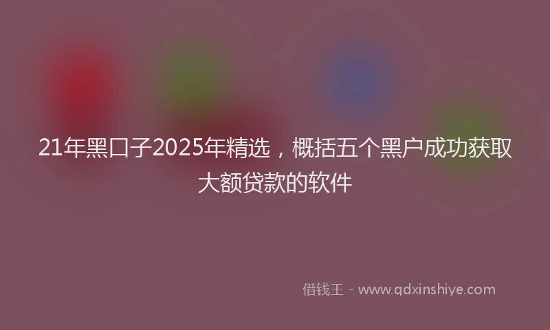 21年黑口子2025年精选，概括五个黑户成功获取大额贷款的软件