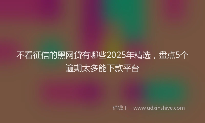 不看征信的黑网贷有哪些2025年精选，盘点5个逾期太多能下款平台