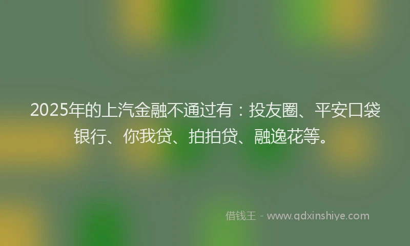 2025年的上汽金融不通过有：投友圈、平安口袋银行、你我贷、拍拍贷、融逸花等。