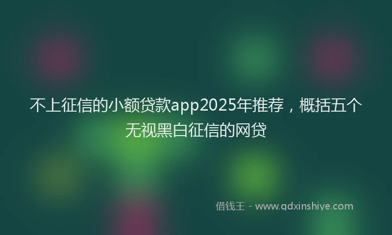 不上征信的小额贷款app2025年推荐，概括五个无视黑白征信的网贷