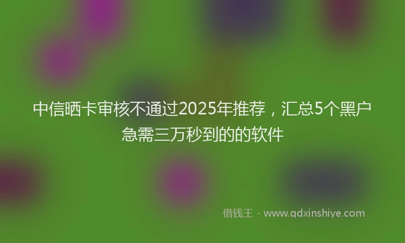 中信晒卡审核不通过2025年推荐，汇总5个黑户急需三万秒到的的软件