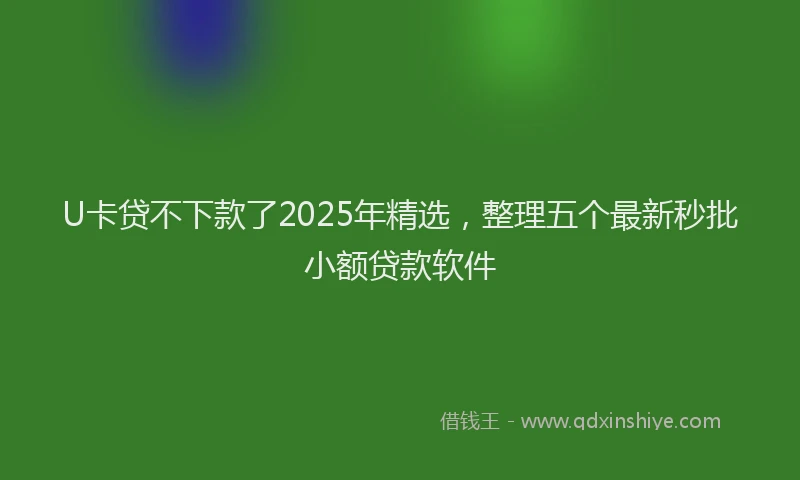 U卡贷不下款了2025年精选，整理五个最新秒批小额贷款软件