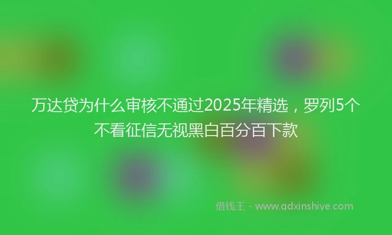 万达贷为什么审核不通过2025年精选，罗列5个不看征信无视黑白百分百下款
