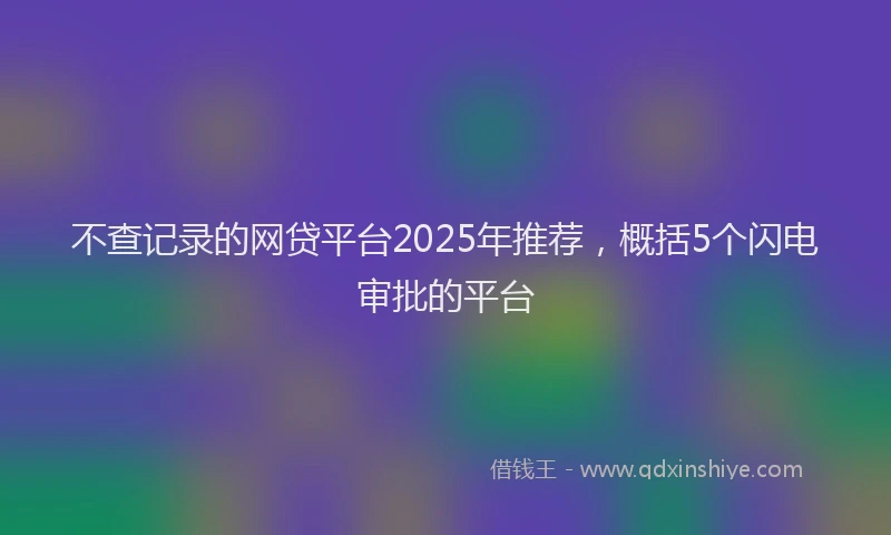 不查记录的网贷平台2025年推荐，概括5个闪电审批的平台