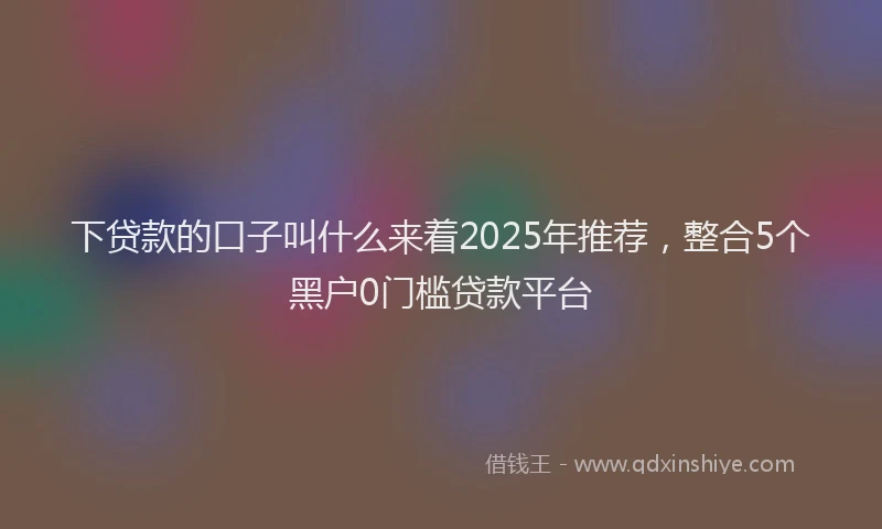 下贷款的口子叫什么来着2025年推荐，整合5个黑户0门槛贷款平台