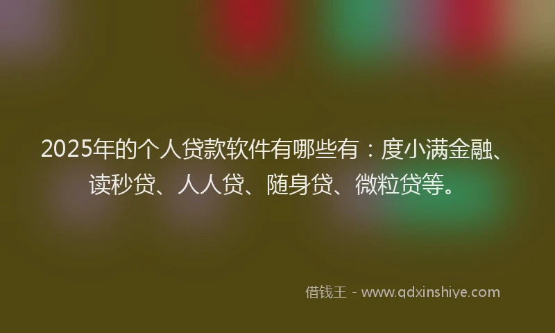 2025年的个人贷款软件有哪些有：度小满金融、读秒贷、人人贷、随身贷、微粒贷等。