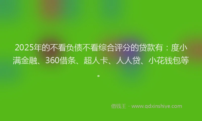 2025年的不看负债不看综合评分的贷款有：度小满金融、360借条、超人卡、人人贷、小花钱包等。