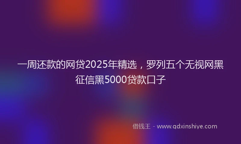 一周还款的网贷2025年精选，罗列五个无视网黑征信黑5000贷款口子