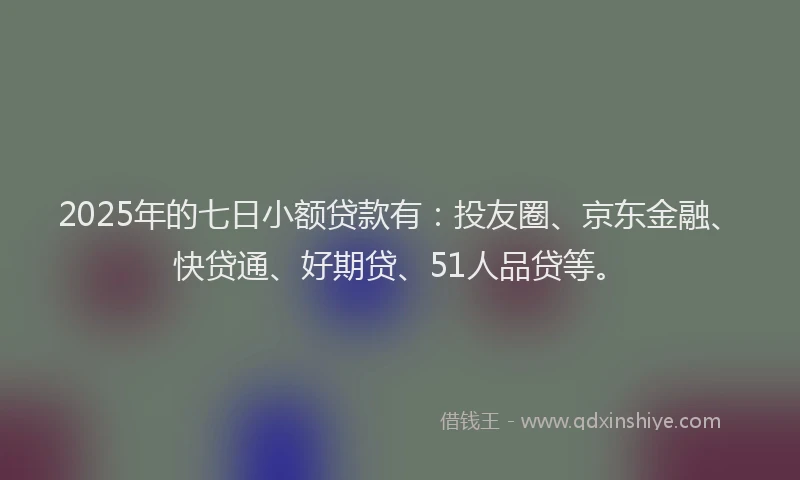 2025年的七日小额贷款有：投友圈、京东金融、快贷通、好期贷、51人品贷等。