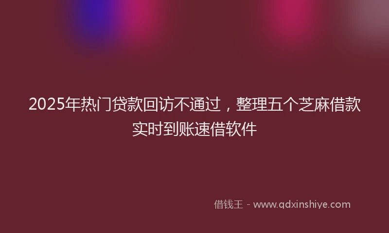 2025年热门贷款回访不通过，整理五个芝麻借款实时到账速借软件
