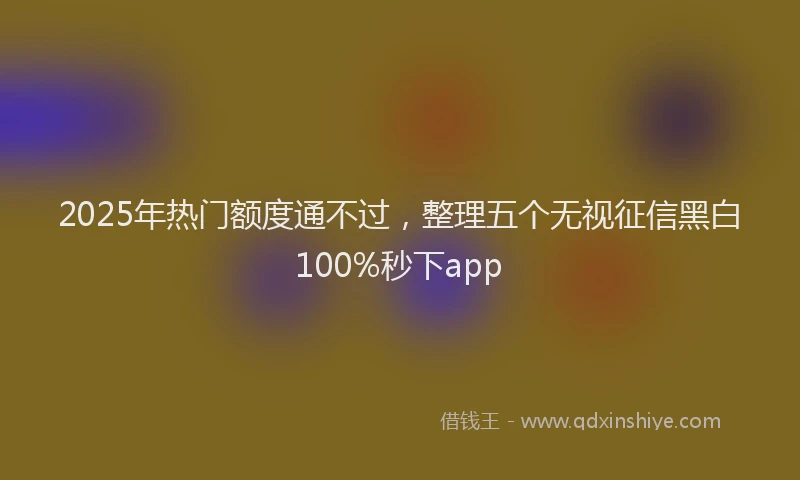 2025年热门额度通不过，整理五个无视征信黑白100%秒下app
