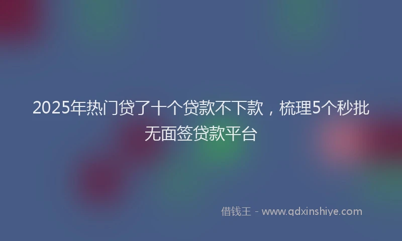 2025年热门贷了十个贷款不下款，梳理5个秒批无面签贷款平台
