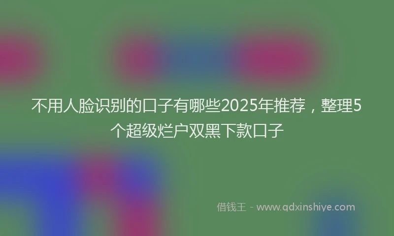 不用人脸识别的口子有哪些2025年推荐，整理5个超级烂户双黑下款口子