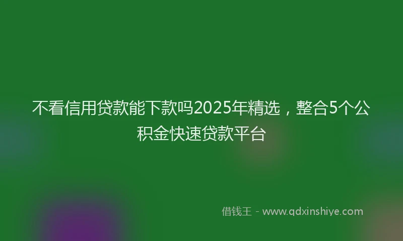 不看信用贷款能下款吗2025年精选，整合5个公积金快速贷款平台