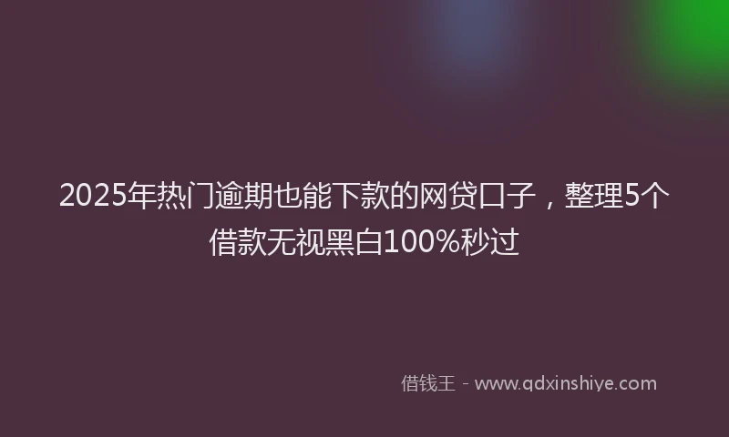 2025年热门逾期也能下款的网贷口子，整理5个借款无视黑白100%秒过