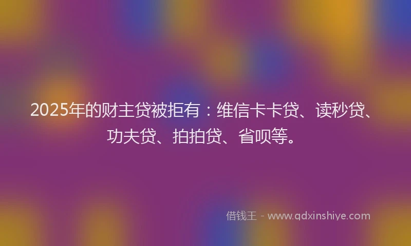 2025年的财主贷被拒有：维信卡卡贷、读秒贷、功夫贷、拍拍贷、省呗等。