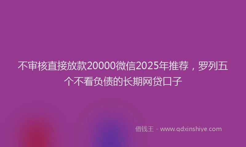 不审核直接放款20000微信2025年推荐，罗列五个不看负债的长期网贷口子