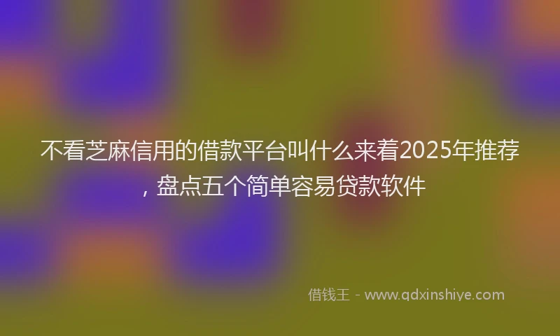 不看芝麻信用的借款平台叫什么来着2025年推荐，盘点五个简单容易贷款软件
