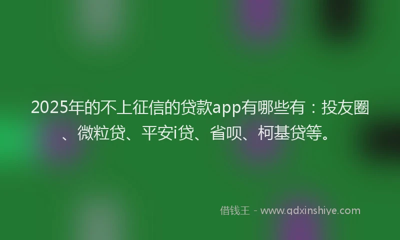 2025年的不上征信的贷款app有哪些有：投友圈、微粒贷、平安i贷、省呗、柯基贷等。